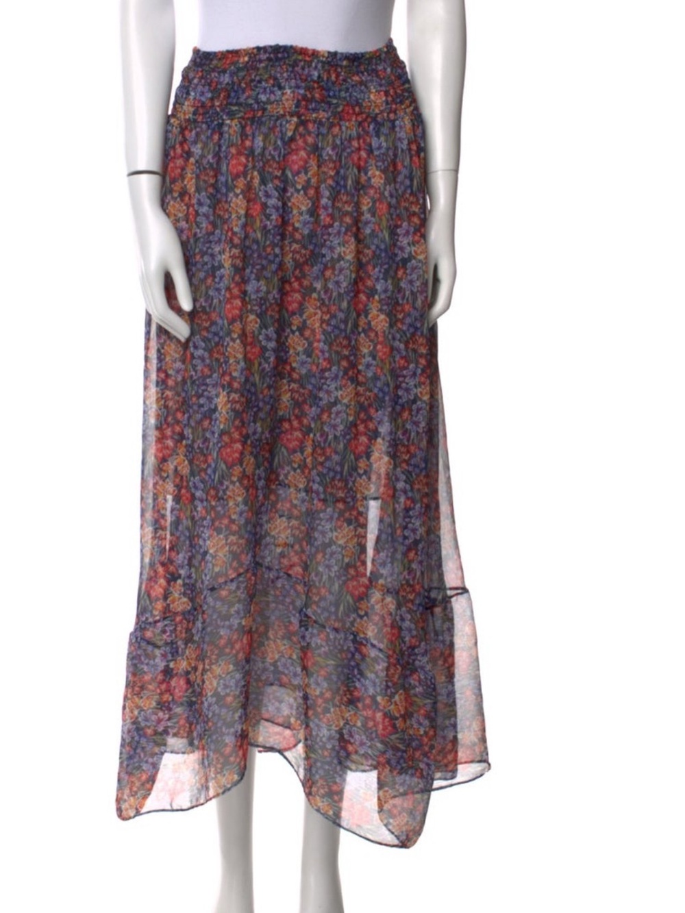 Misa Los Angeles Multi Color Floral Chiffon Maxi Skirt